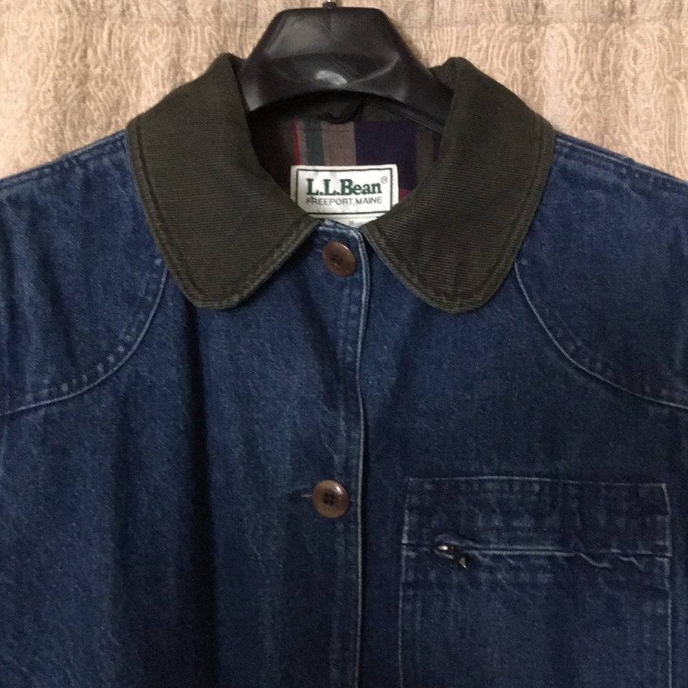 VTG L.L.Bean Petite M Denim Chore Coat Barn Jacket